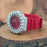 Red Silicon Belt Flower Moissanite Watch