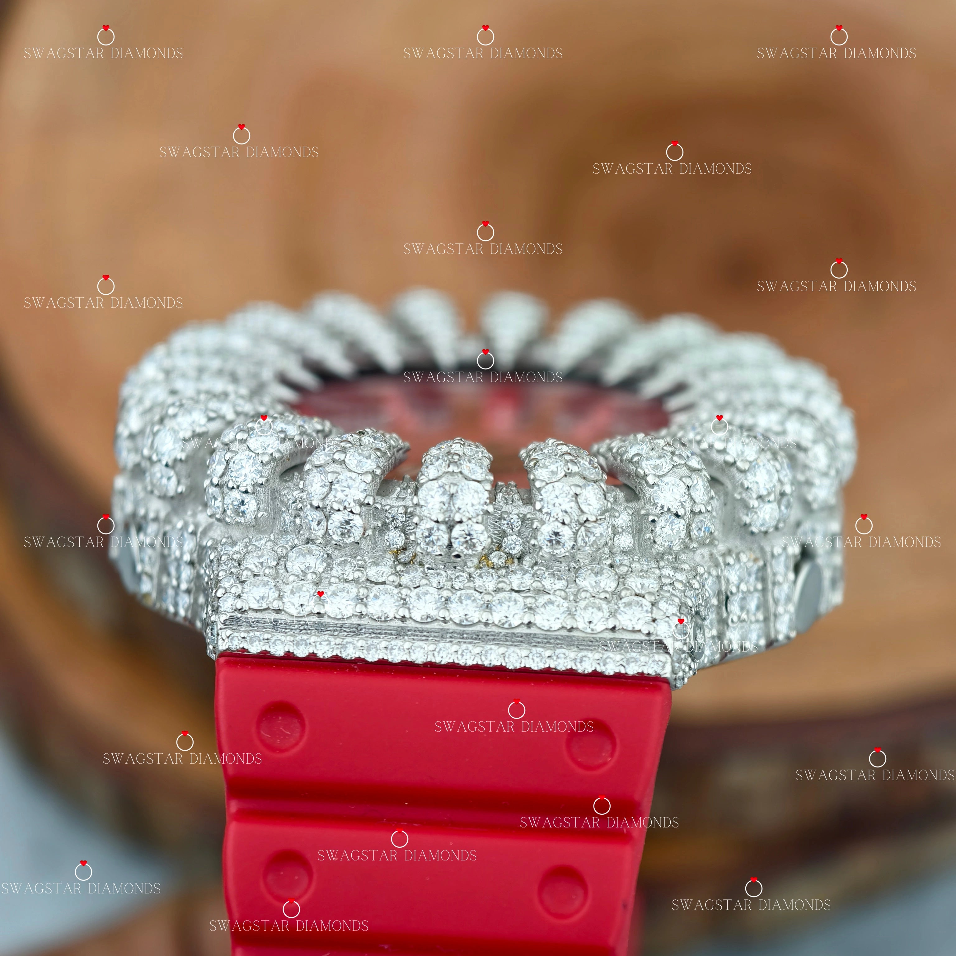 Red Silicon Belt VVS Moissanite Watch