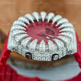 Red Silicon Belt VVS Moissanite Watches