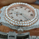 Rose Gold Plated Iced Out Moissanite Watch 