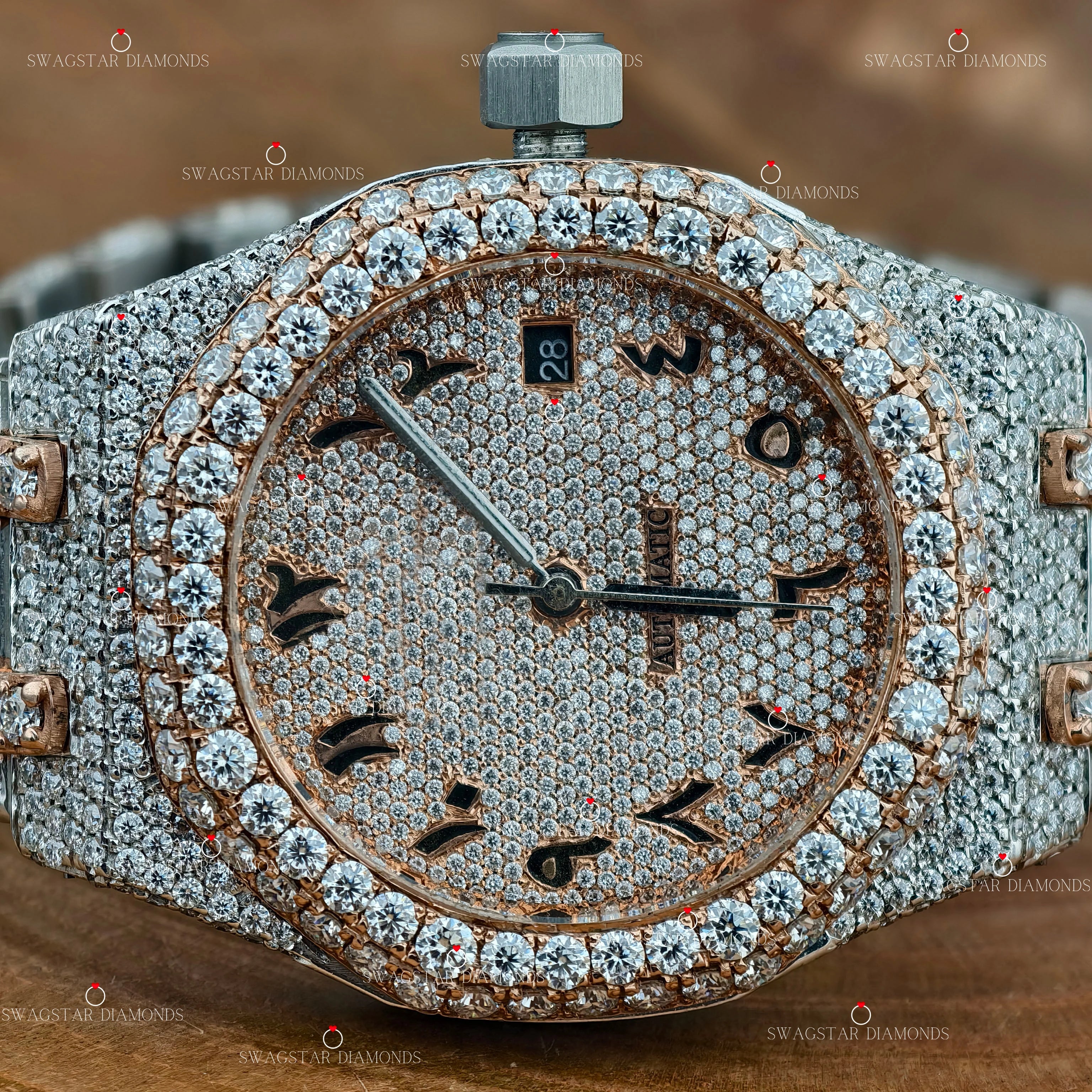 Rose Gold Plated Moissanite Watch