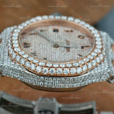 Rose Gold Plated Moissanite Watch For Him.