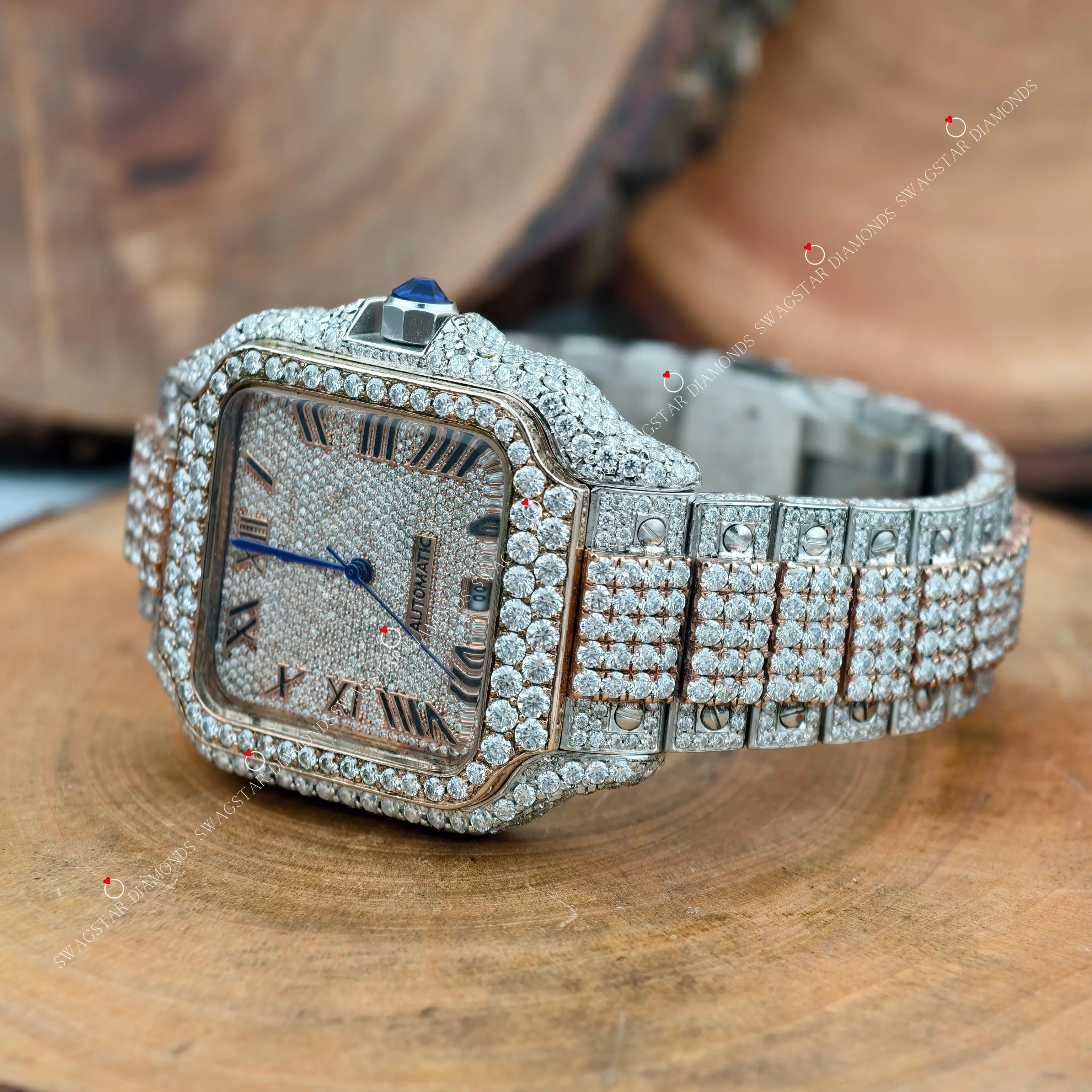  Rose Gold Plated Moissanite Watches For Him