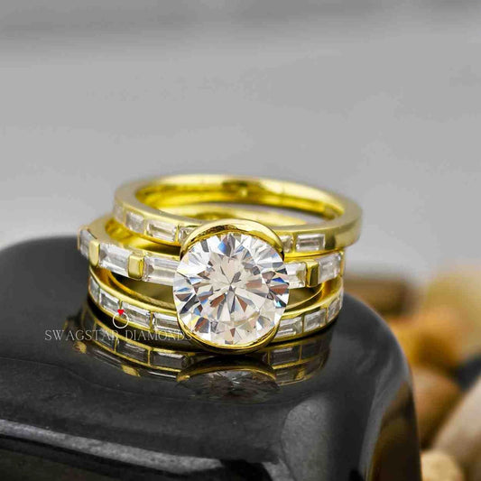 Round Baguette Cut Bridal Set