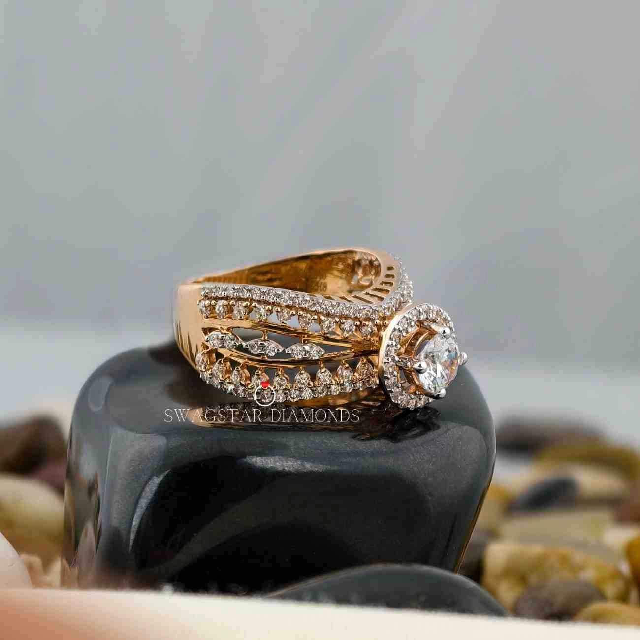 Round Cut Art Deco Cluster Ring 