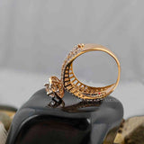 Round Cut Art Deco Cluster Thick Band Ring