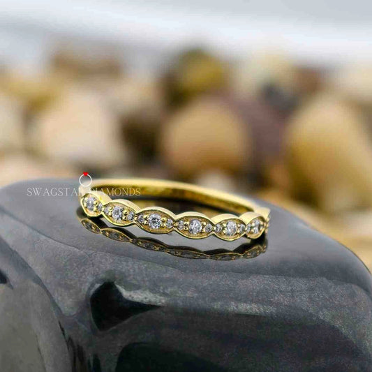 Round Cut Art Deco Half Eternity Ring