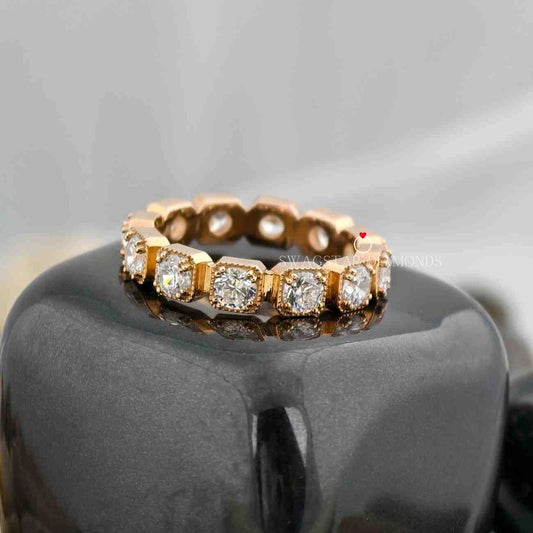 Round Cut Bezel Set Full Eternity Band