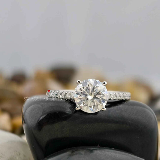 Round Cut Bridge Style Solitaire Ring 