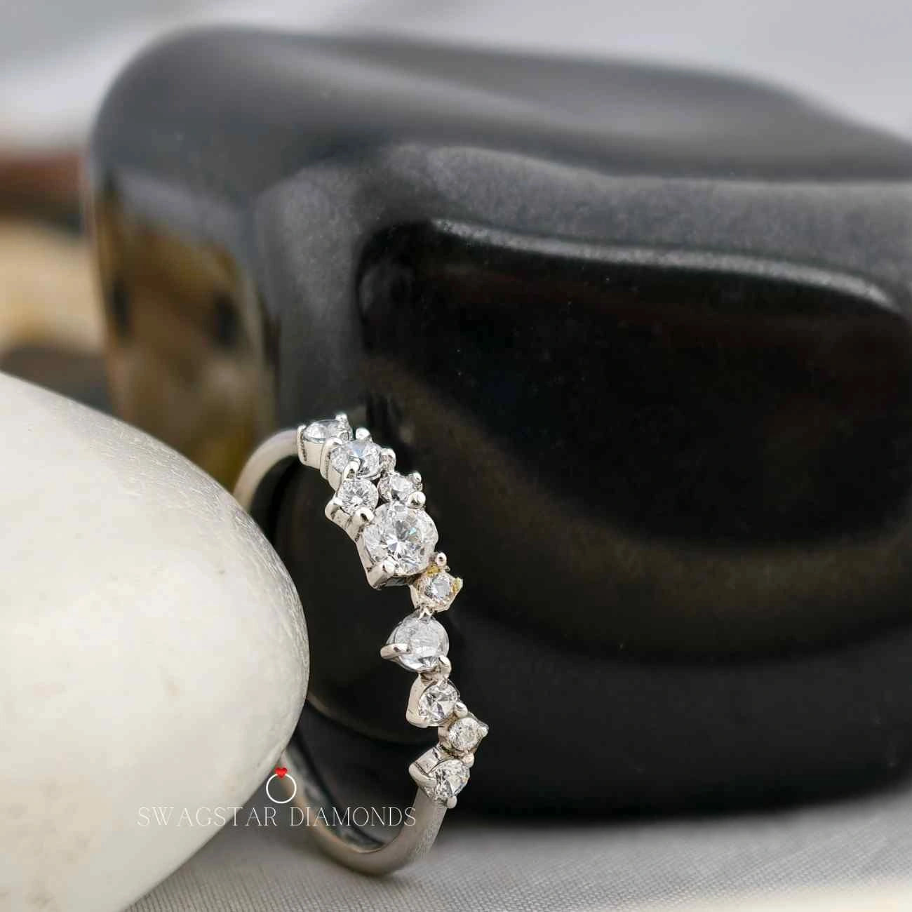 Round Cut Cluster Engagement Ring