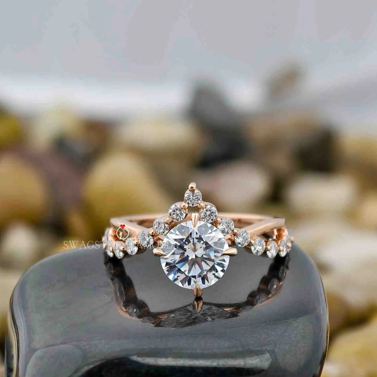 Round Cut Cluster Rings