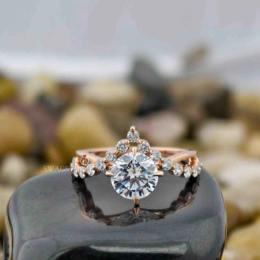 Round Cut Cluster Rings