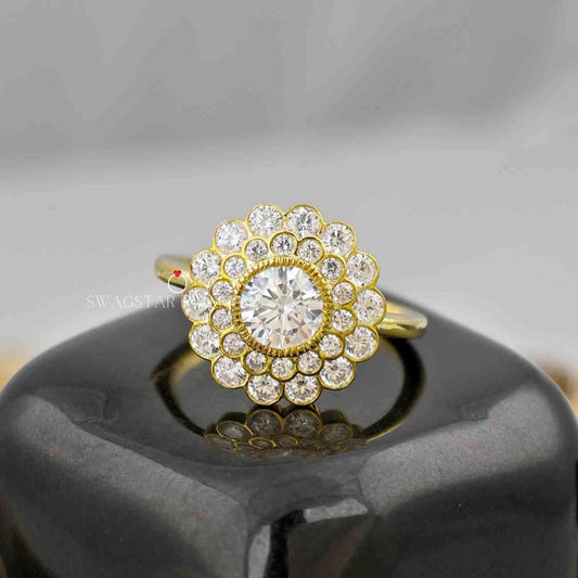 Round Cut Double Halo Wedding Ring
