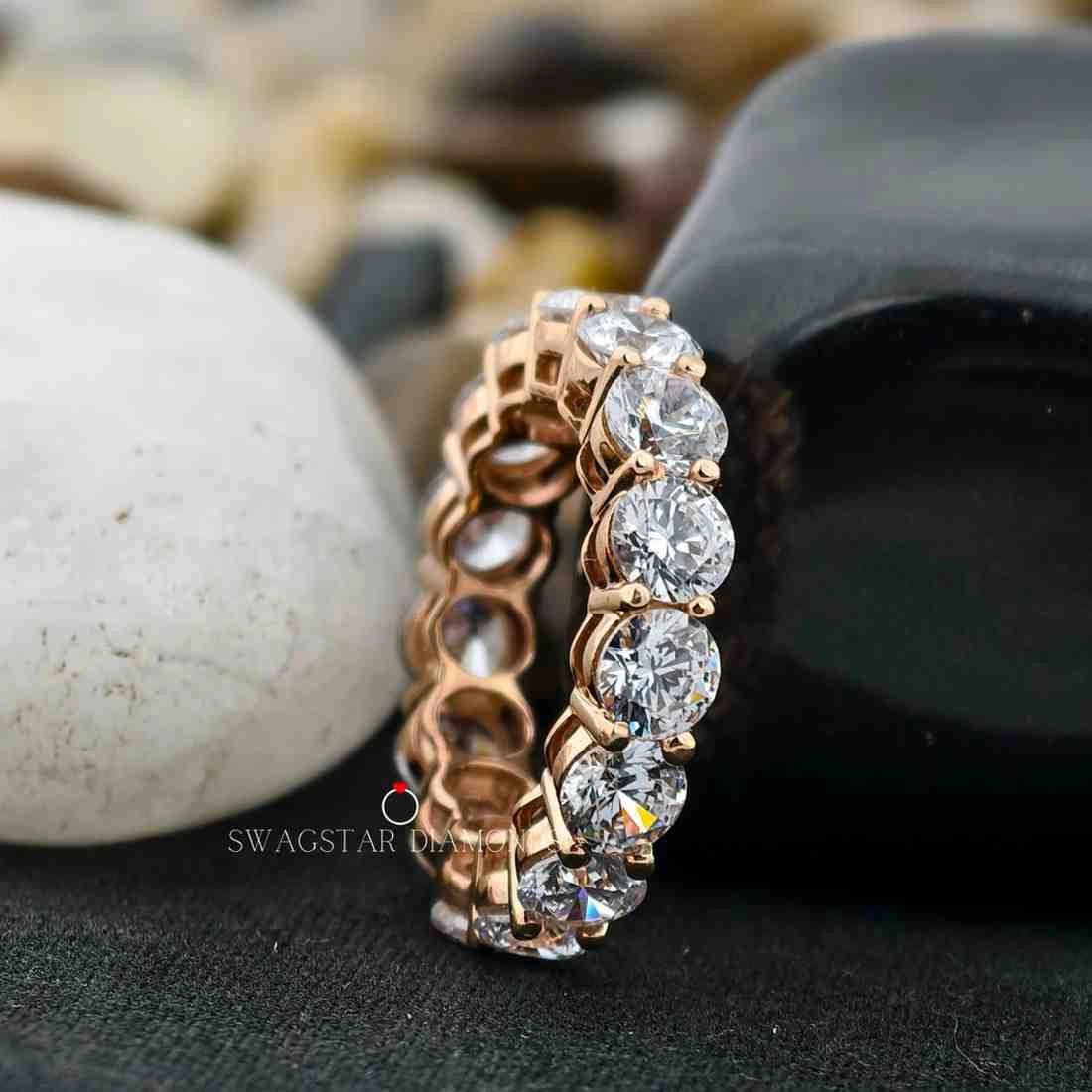 Round Cut Full Eternity Wedding Band 