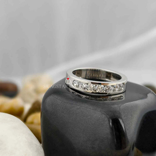 Round Cut Half Eternity Band Channel Set 