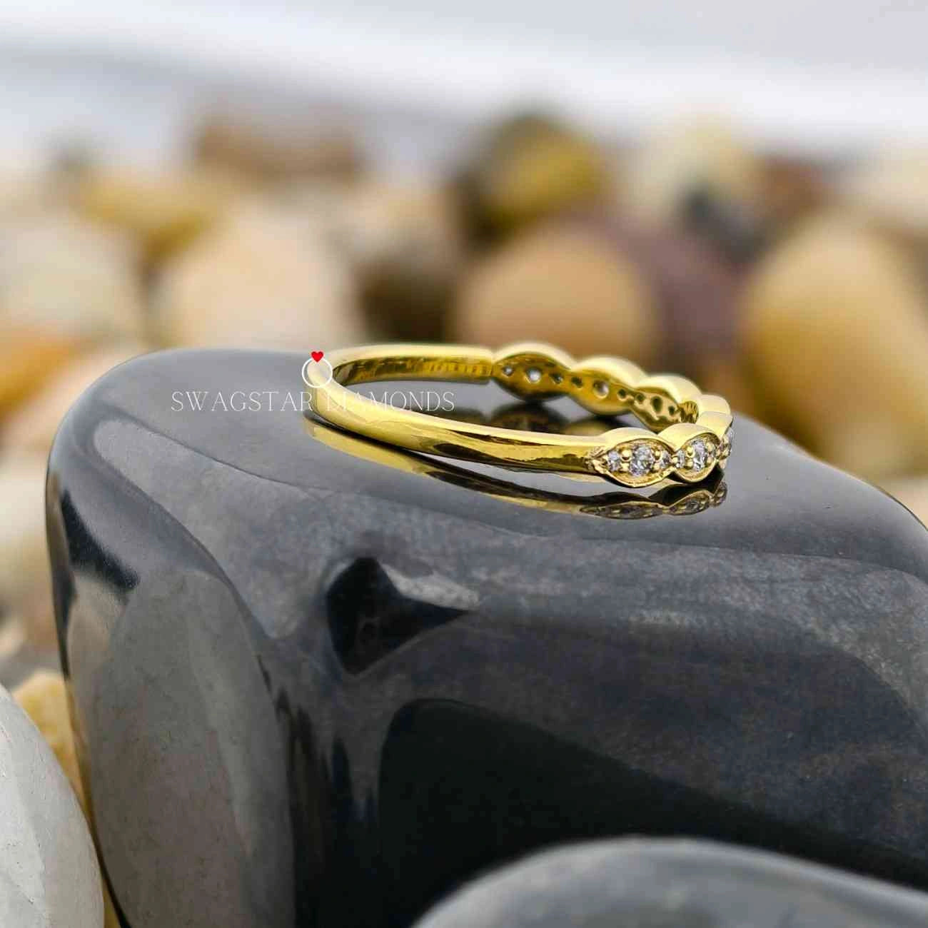 Round Cut Half Eternity Band Ring