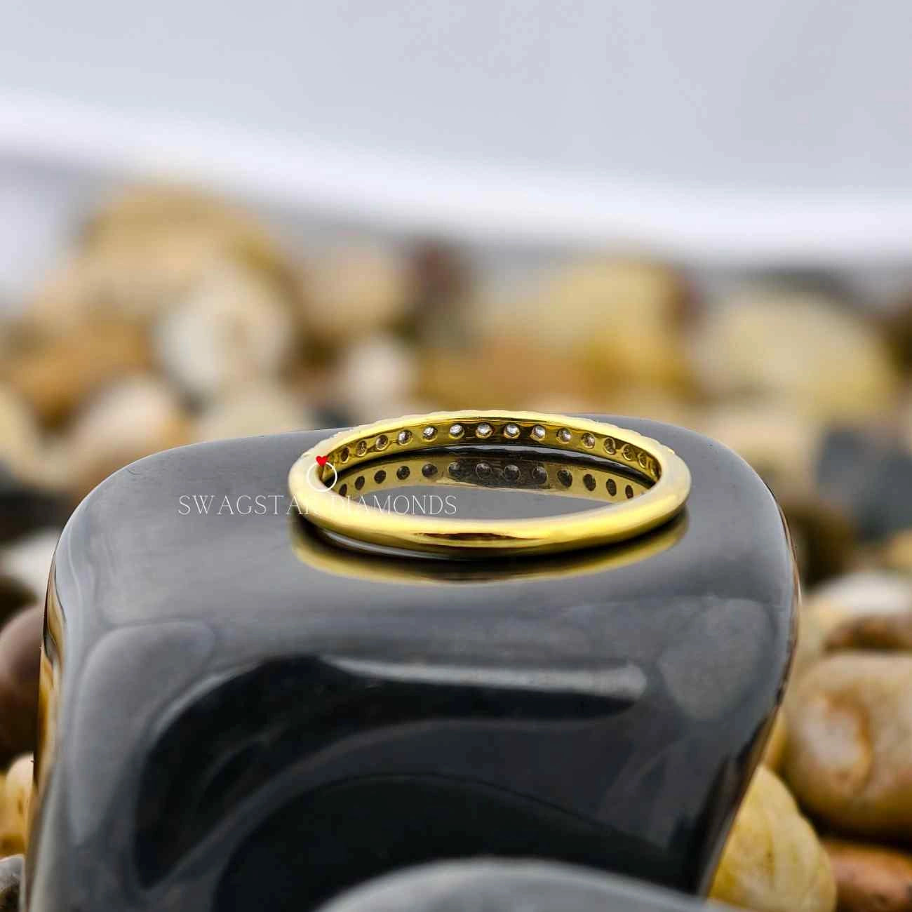 Round Cut Half Eternity Wedding Band 