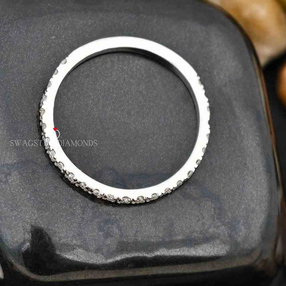 Round Cut Half Eternity Wedding Band Ring 