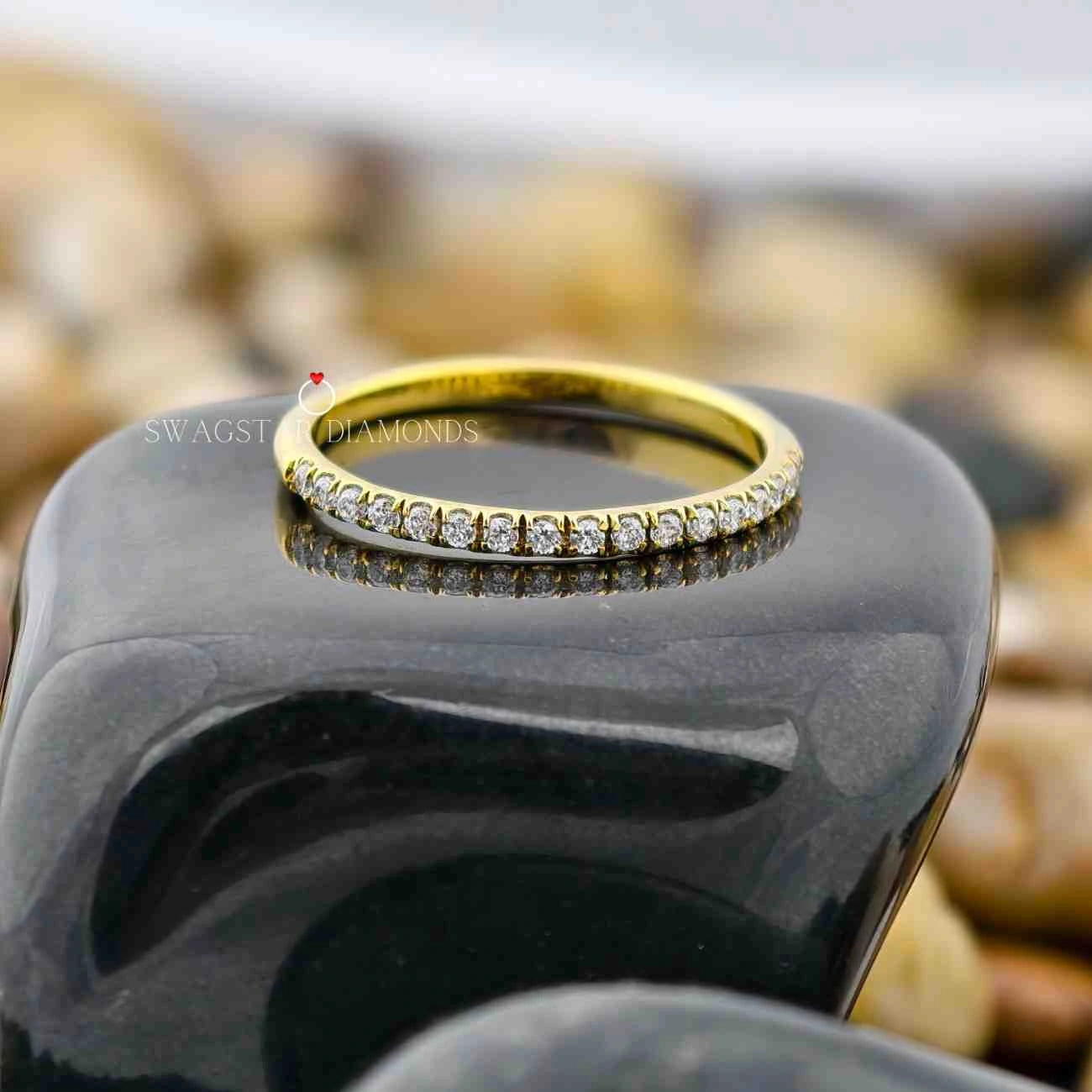 Round Cut Half Eternity stackable Band Ring