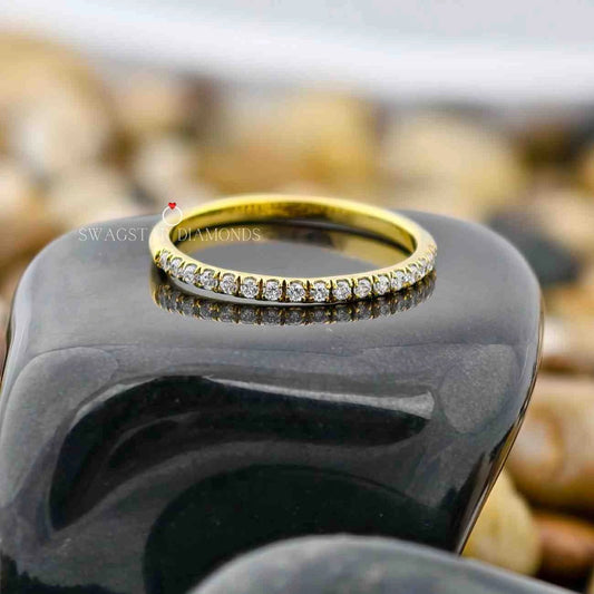 Round Cut Half Eternity stackable Band Ring