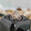 Round Cut Halo Pave Solitaire Ring