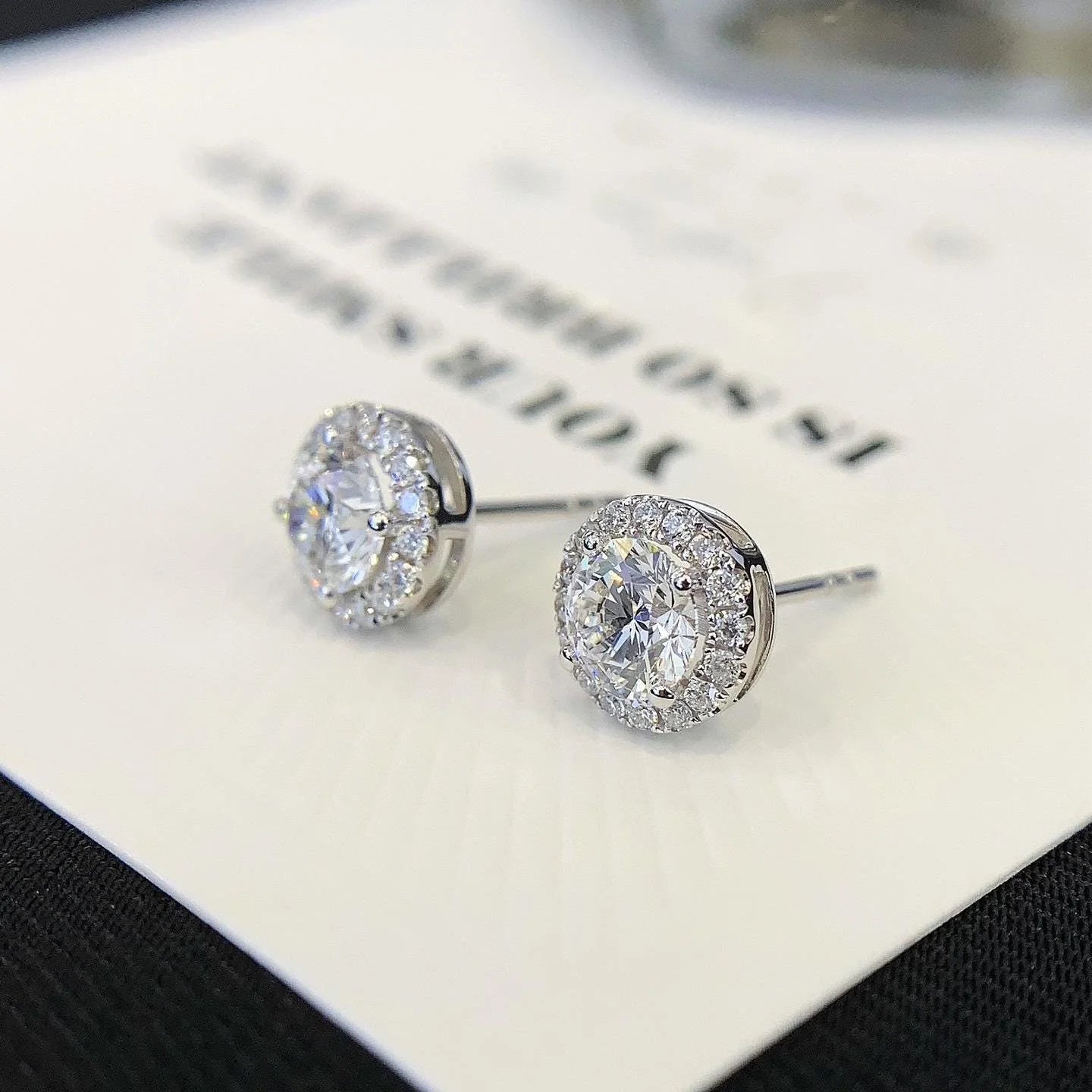 Round Cut Halo Set Stud Earring