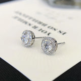 Round Cut Halo Set Stud Earring