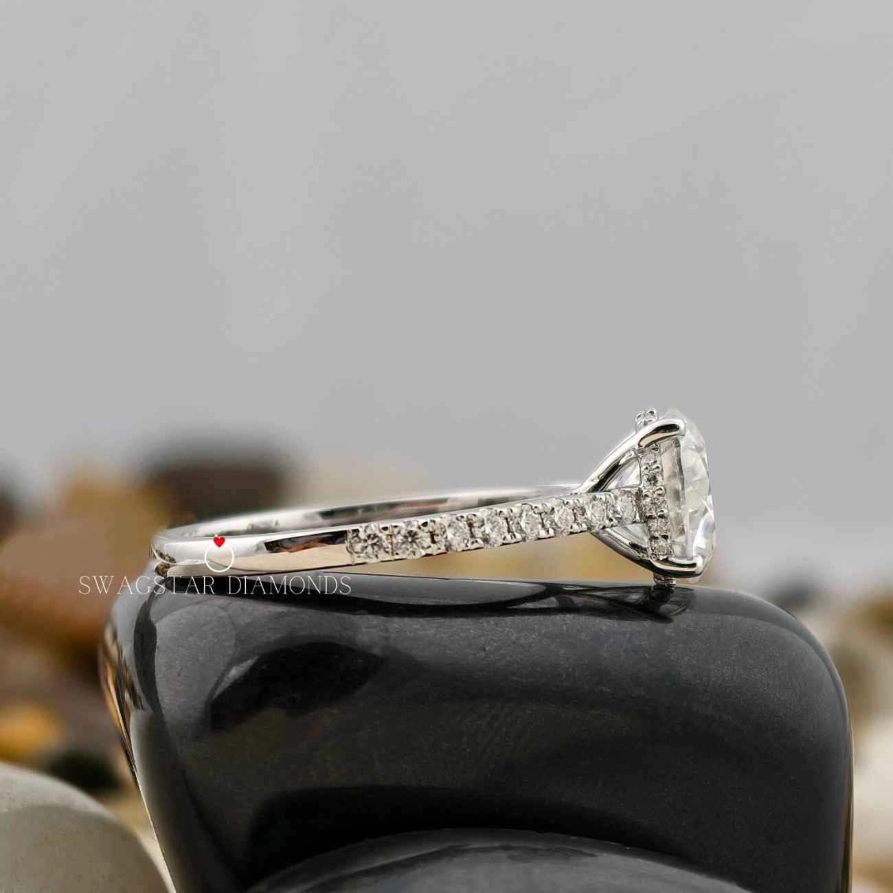 Round Cut Hidden Halo Solitaire Ring