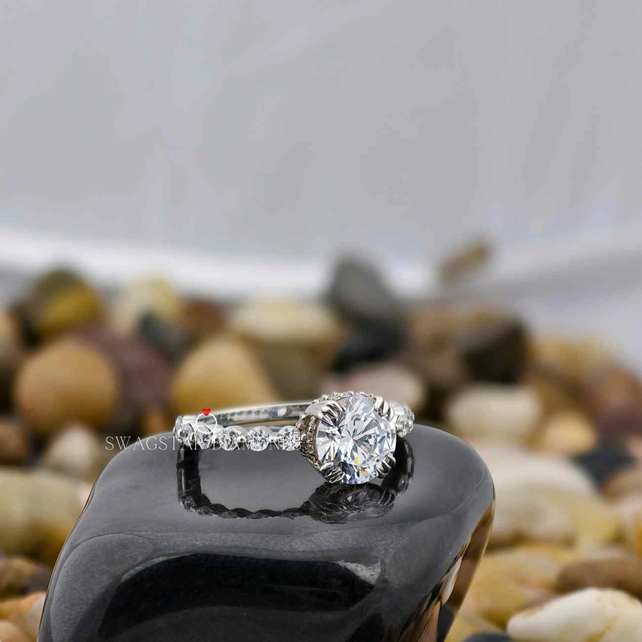 Round Cut Lab Created Diamond Rings.
