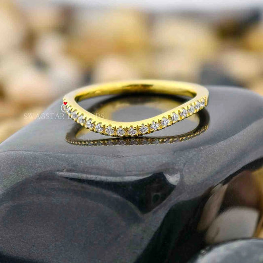 Round Cut Lab Grown Diamond Curved Half Eternity Band 