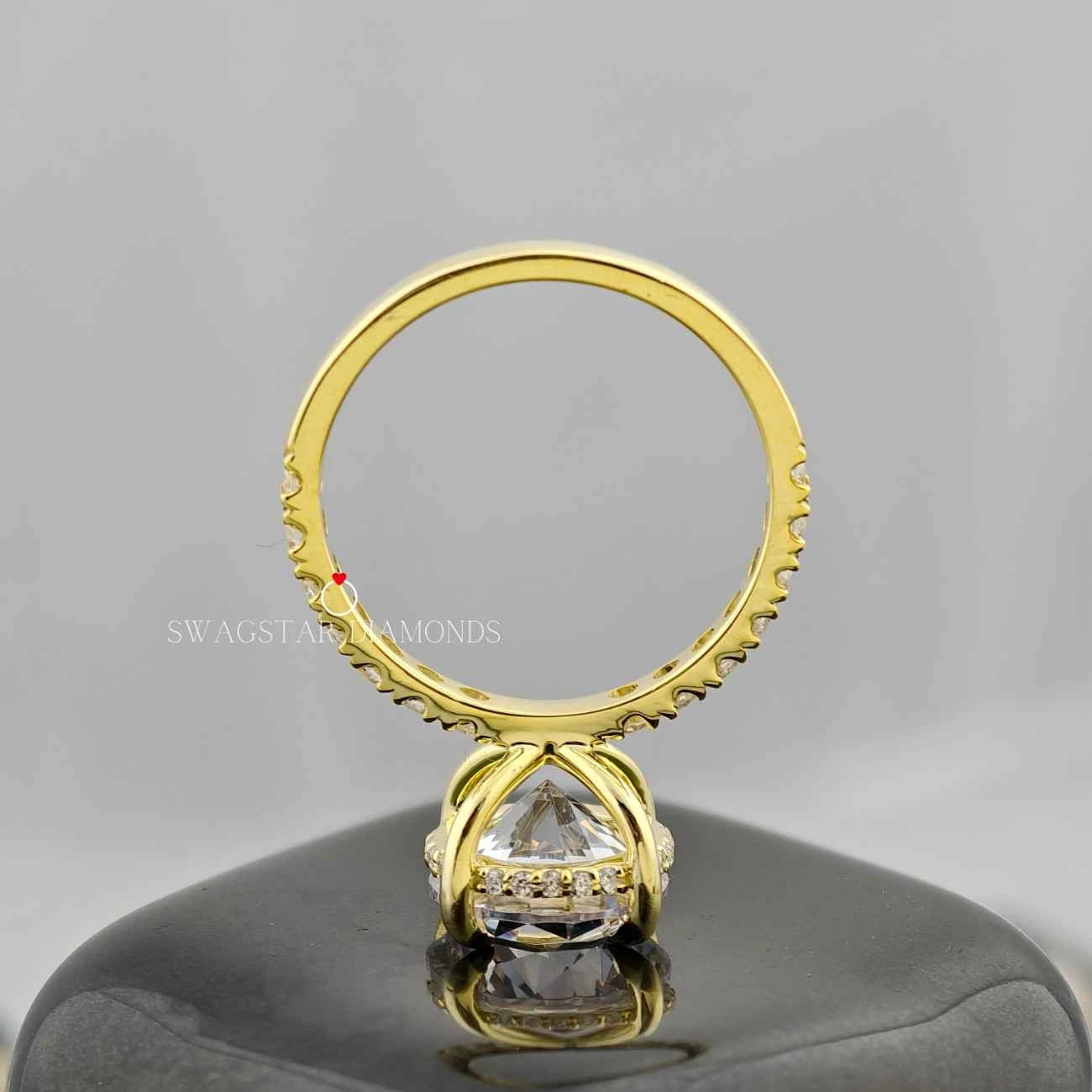 Round Cut Lab Grown Diamond Solitaire Hidden Halo Ring