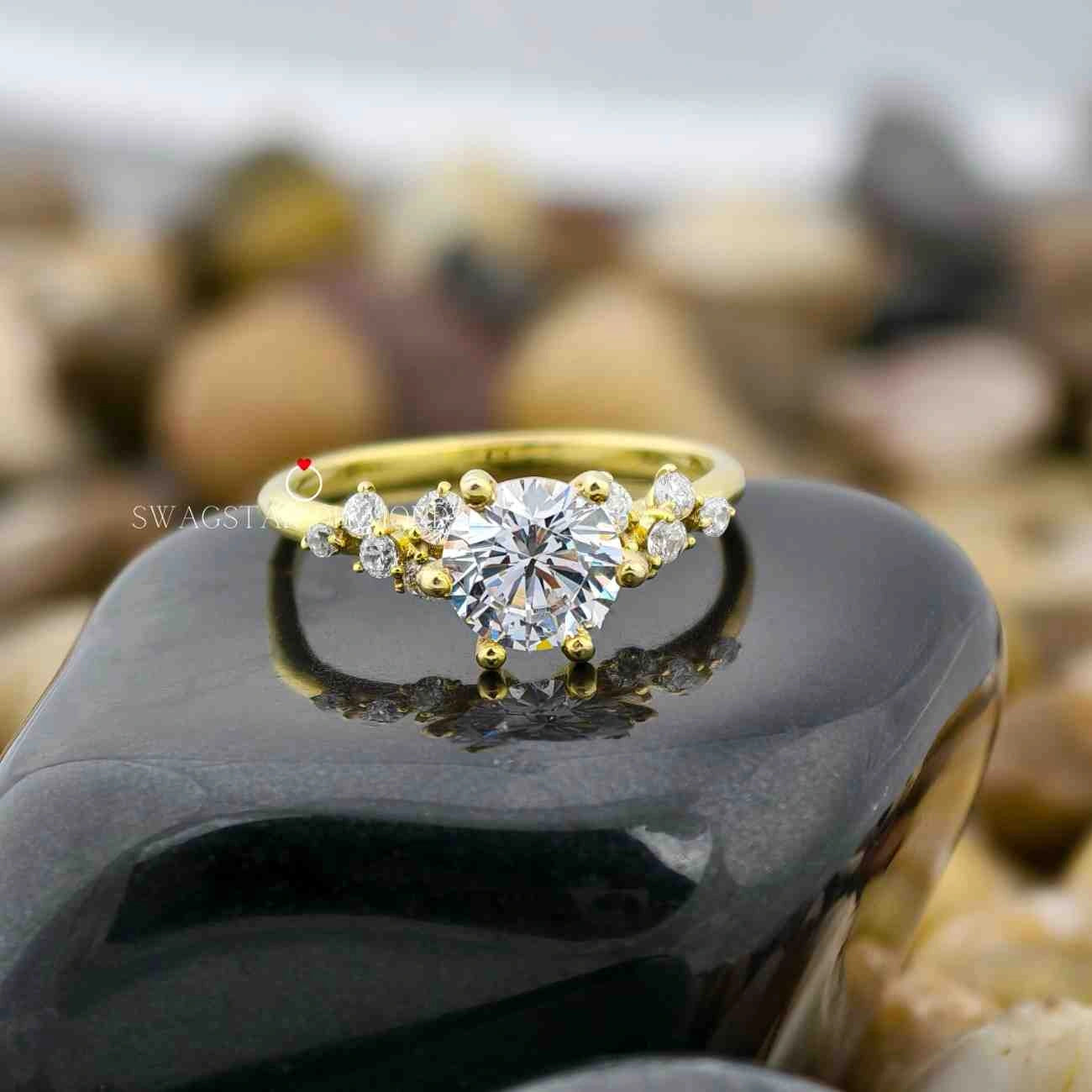 Round Cut Leaf Style Ring