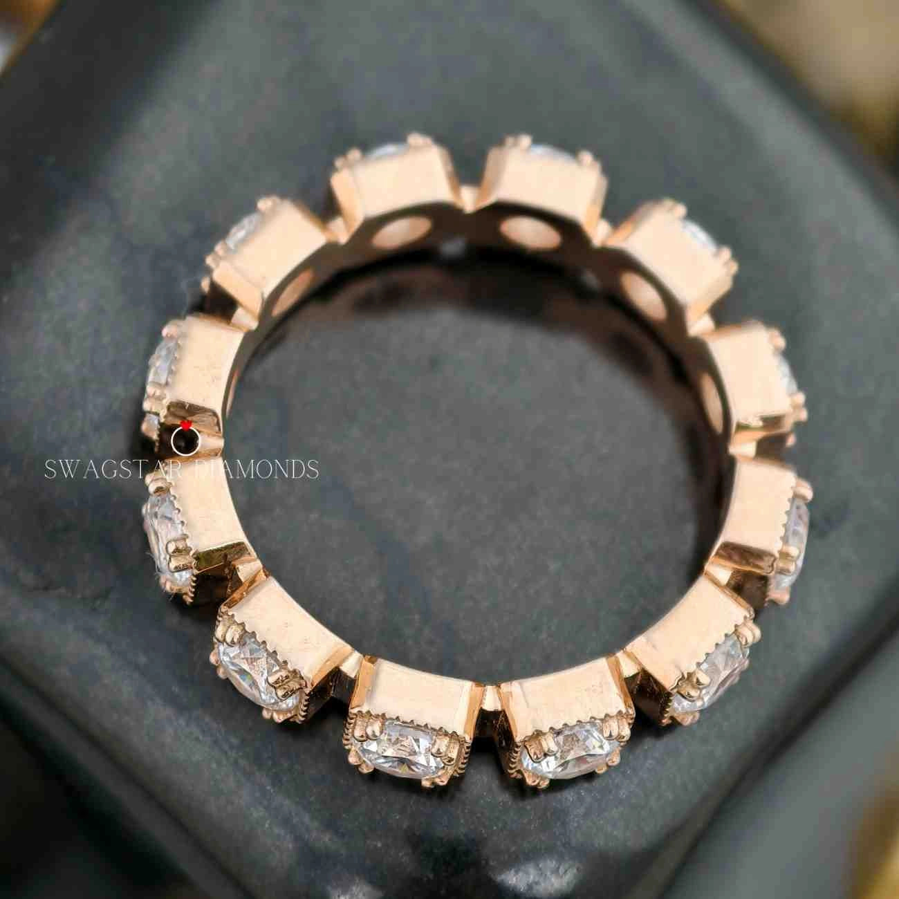Round Cut Millgrain Bezel Set Full Eternity Band
