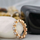 Round Cut Millgrain Bezel Set Full Eternity Wedding Ring