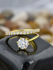 Round Cut Open Cuff Ring
