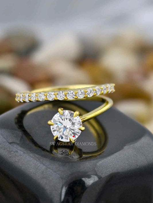 Round Cut Open Cuff Ring
