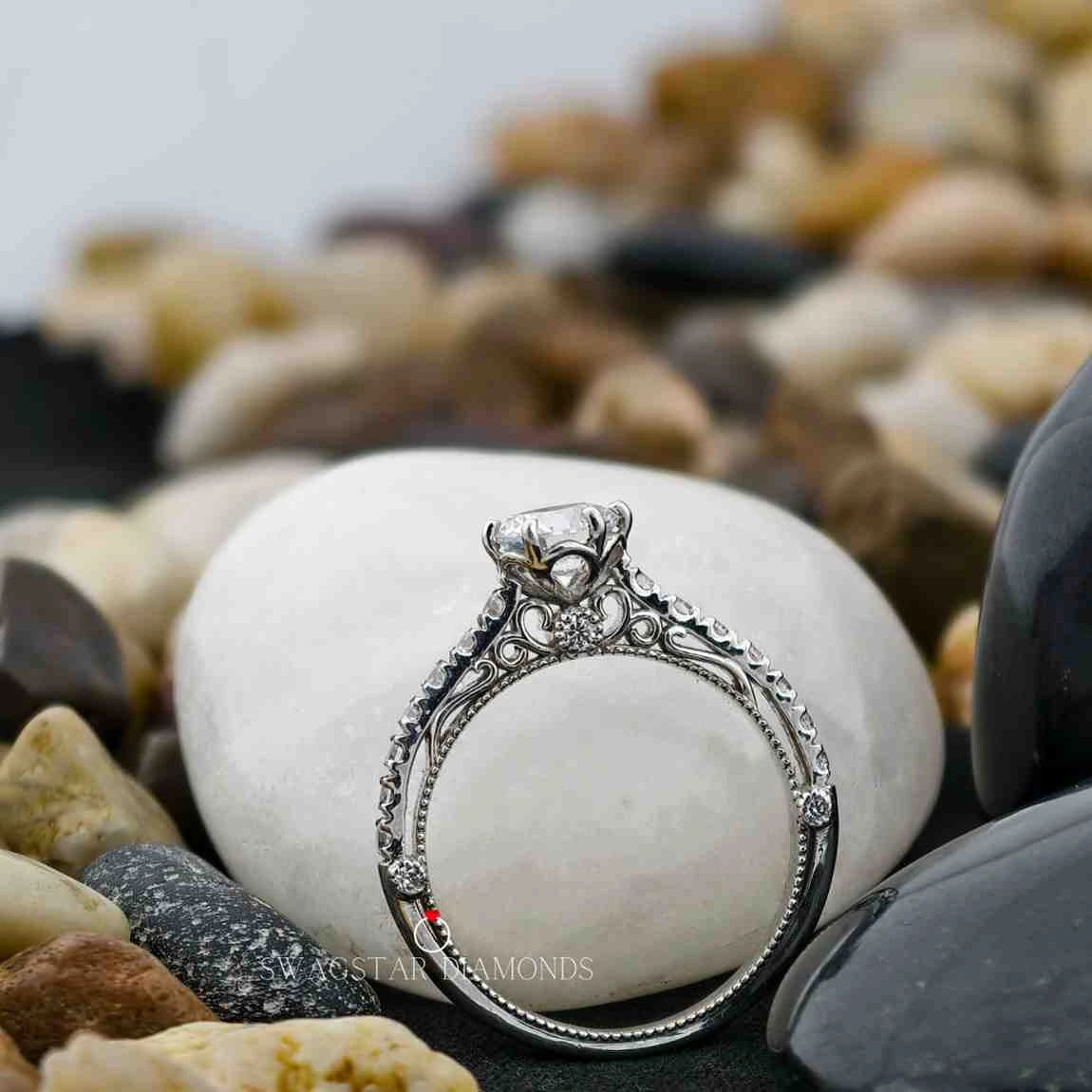 Round Cut Pave Setting Rings