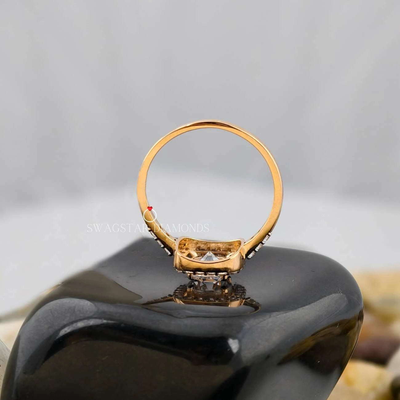 Round Cut Solitaire Halo Pave Ring