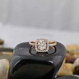 Round Cut Square Halo Pave Ring
