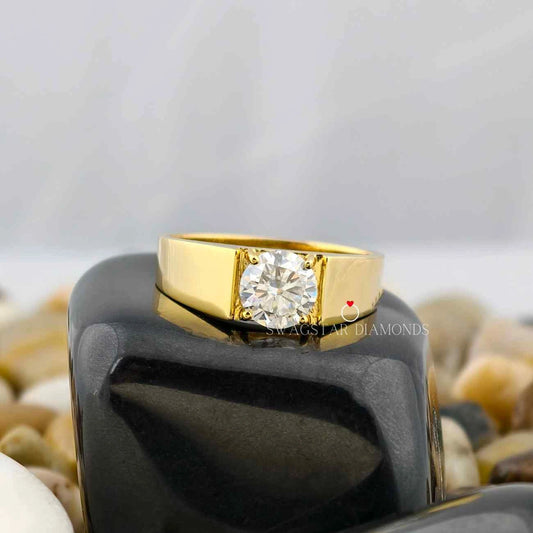 Round Cut Thick Band Unisex Ring