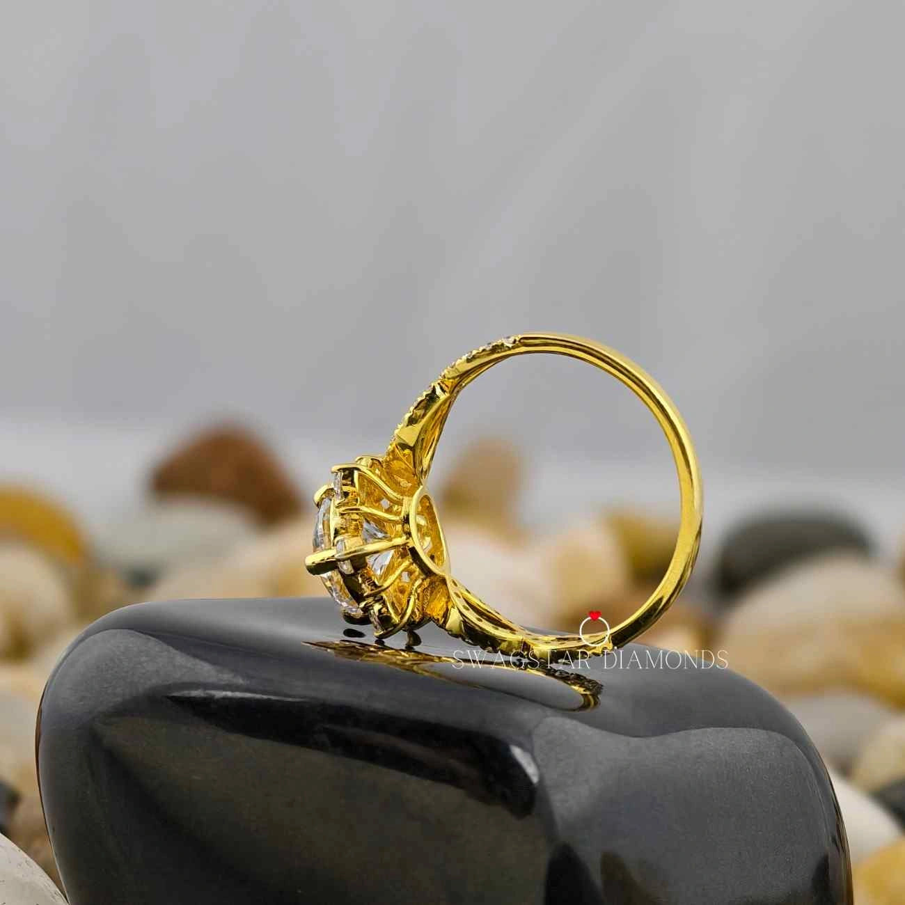 Round Cut Unique Band Ring