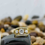 Round Cut Unique Thick Band Ring