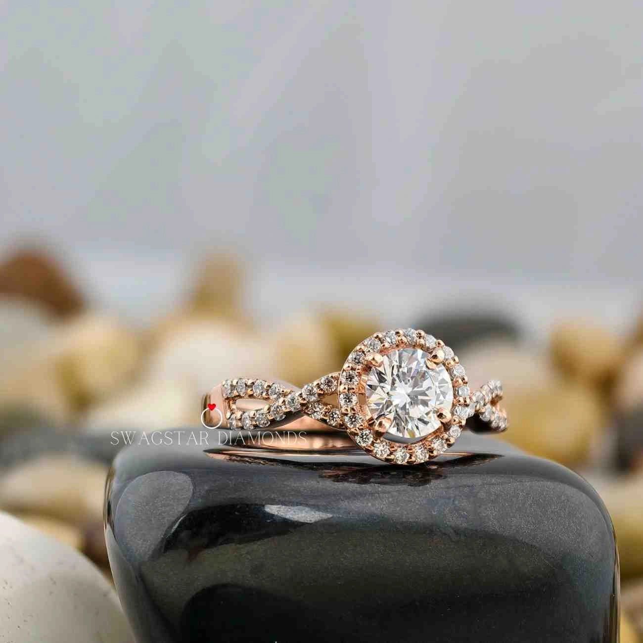 Round Cut Wedding bypass Ring