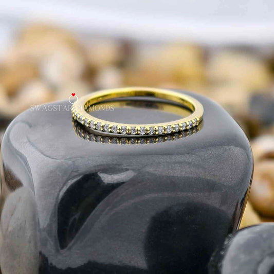 Round Lab Diamond Half Eternity Band
