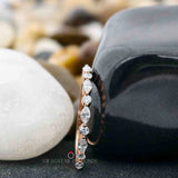 Round Marquise Half Eternity Wedding Band 