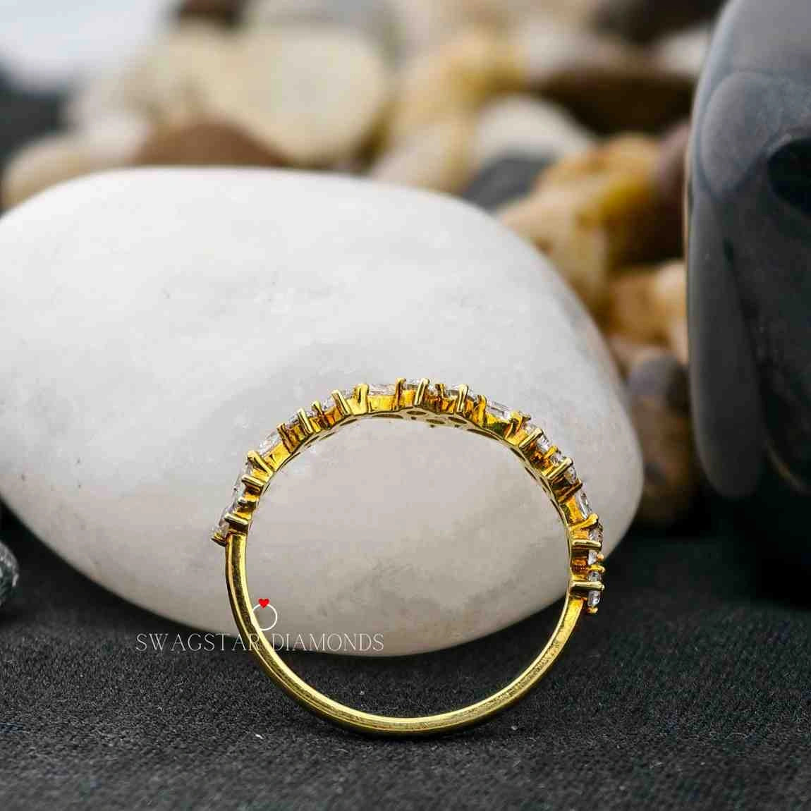 Round and Marquise Cut Half Eternity Wedding Band 