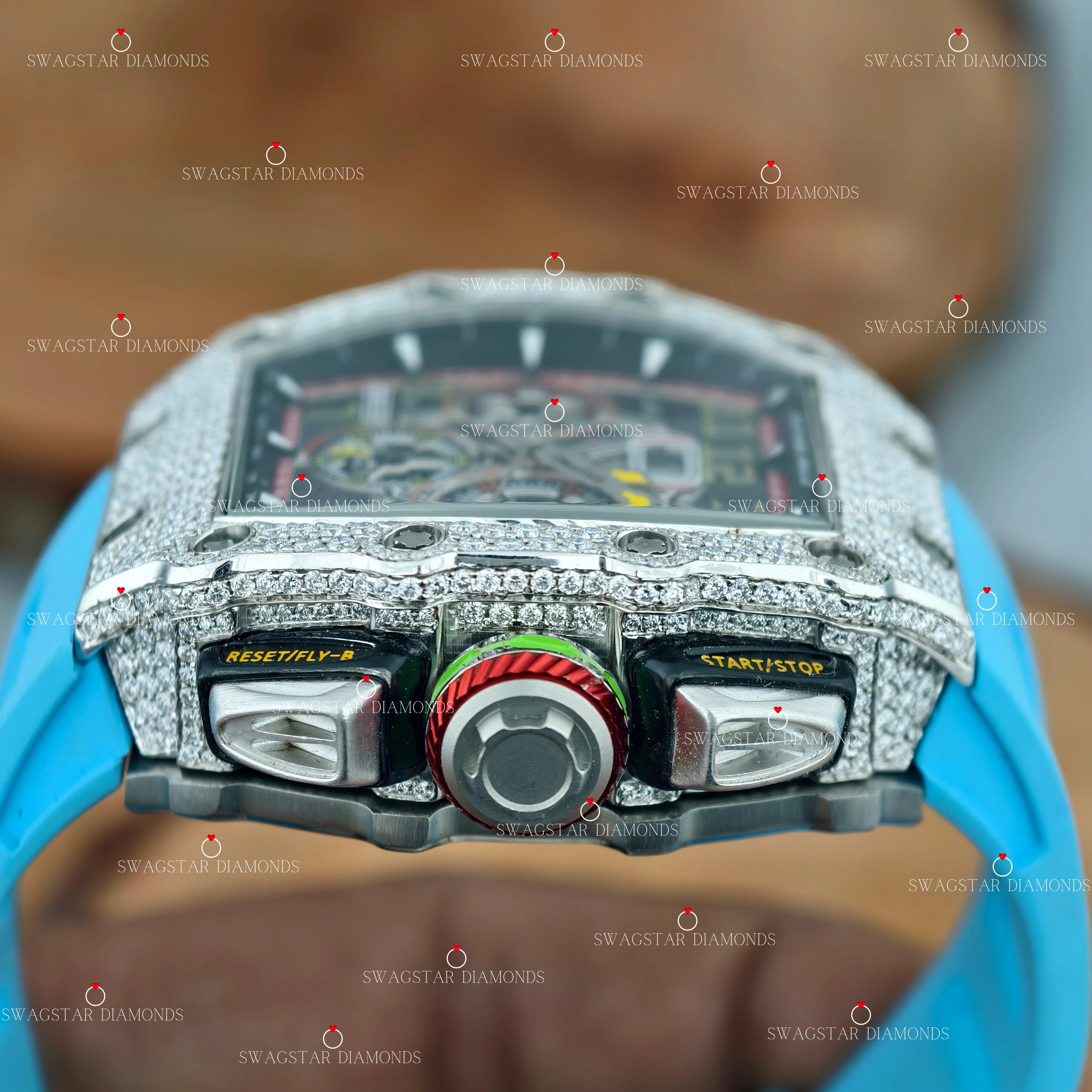 Rubber Belt Moissanite Watch