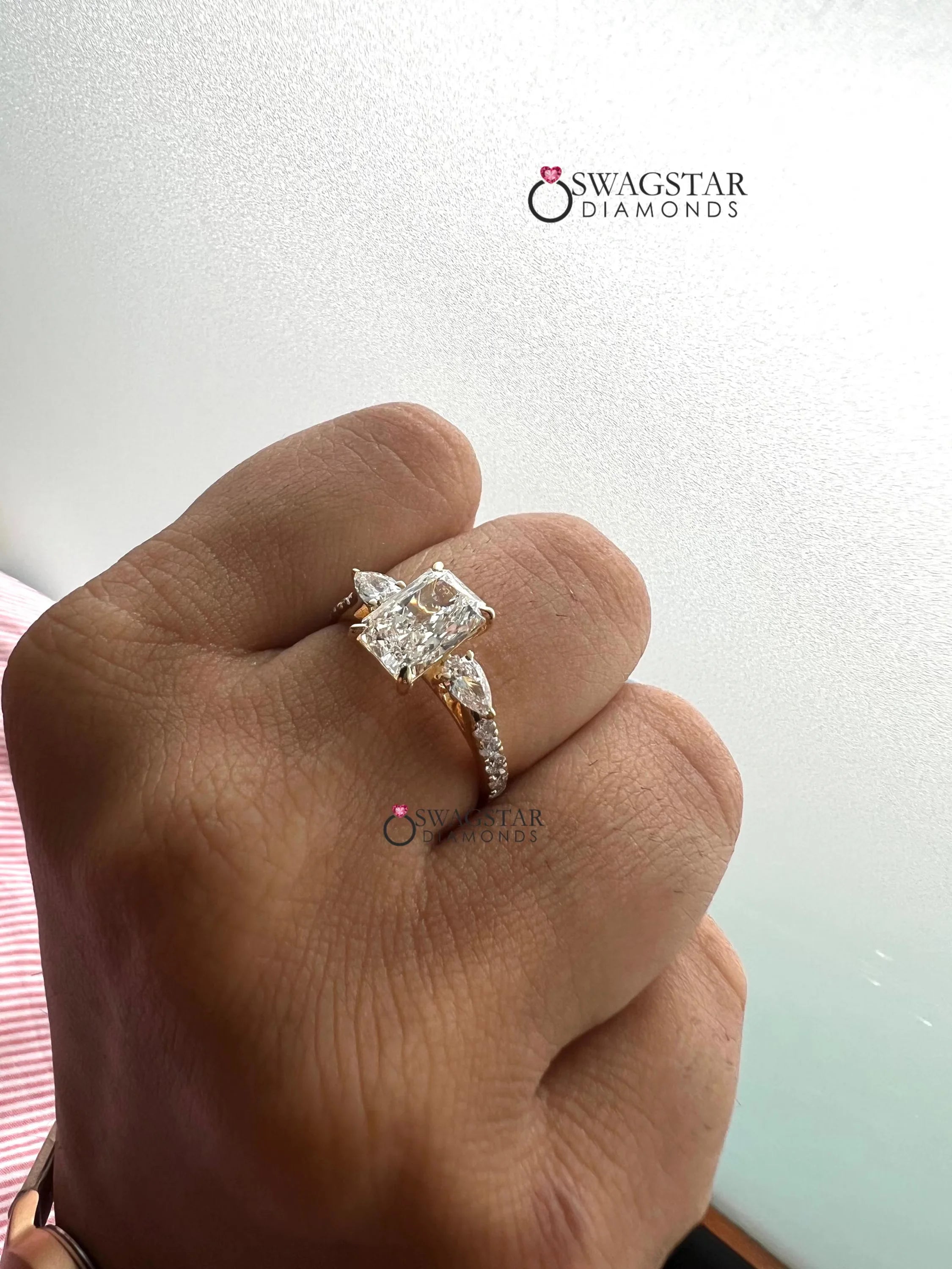 Side Pear Diamond Wedding Ring