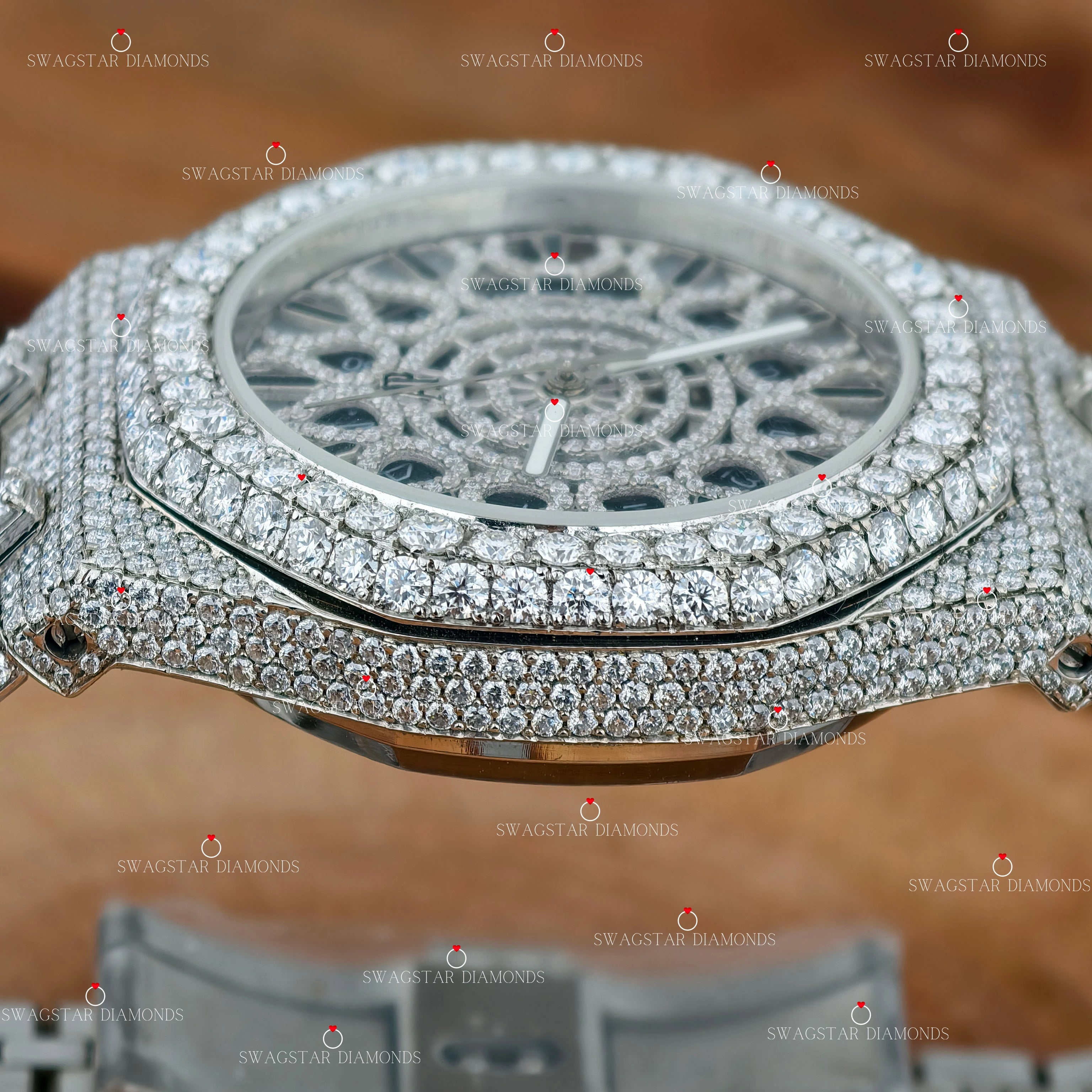 Skeleton Dial Bust Down Moissanite Watch