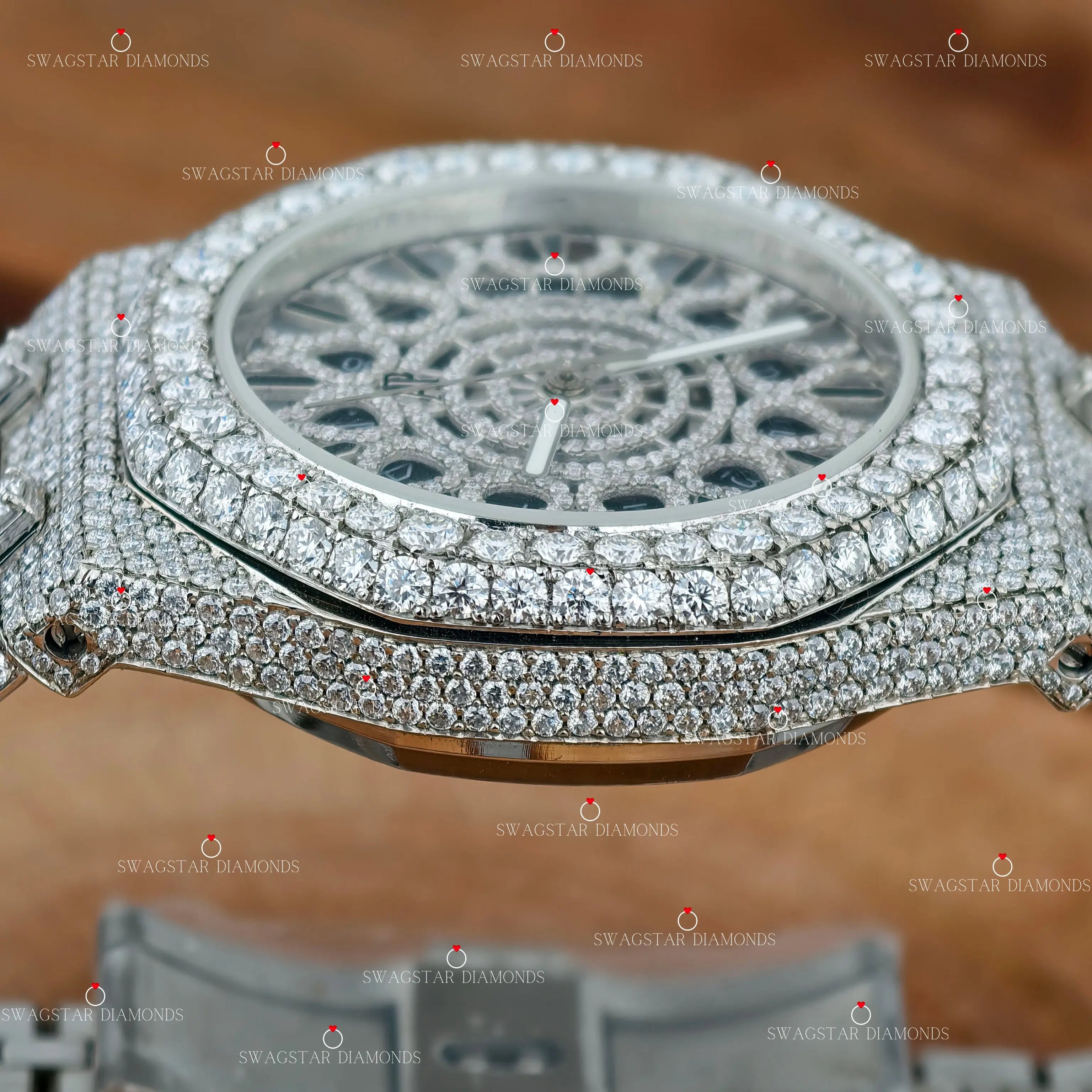 Skeleton Dial Bust Down Moissanite Watches
